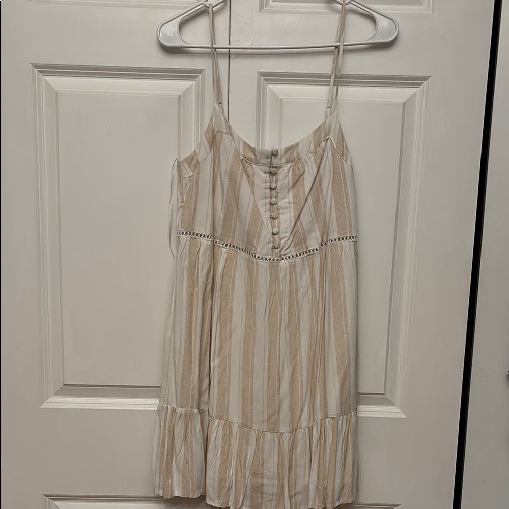 Striped Cream and Tan Dress